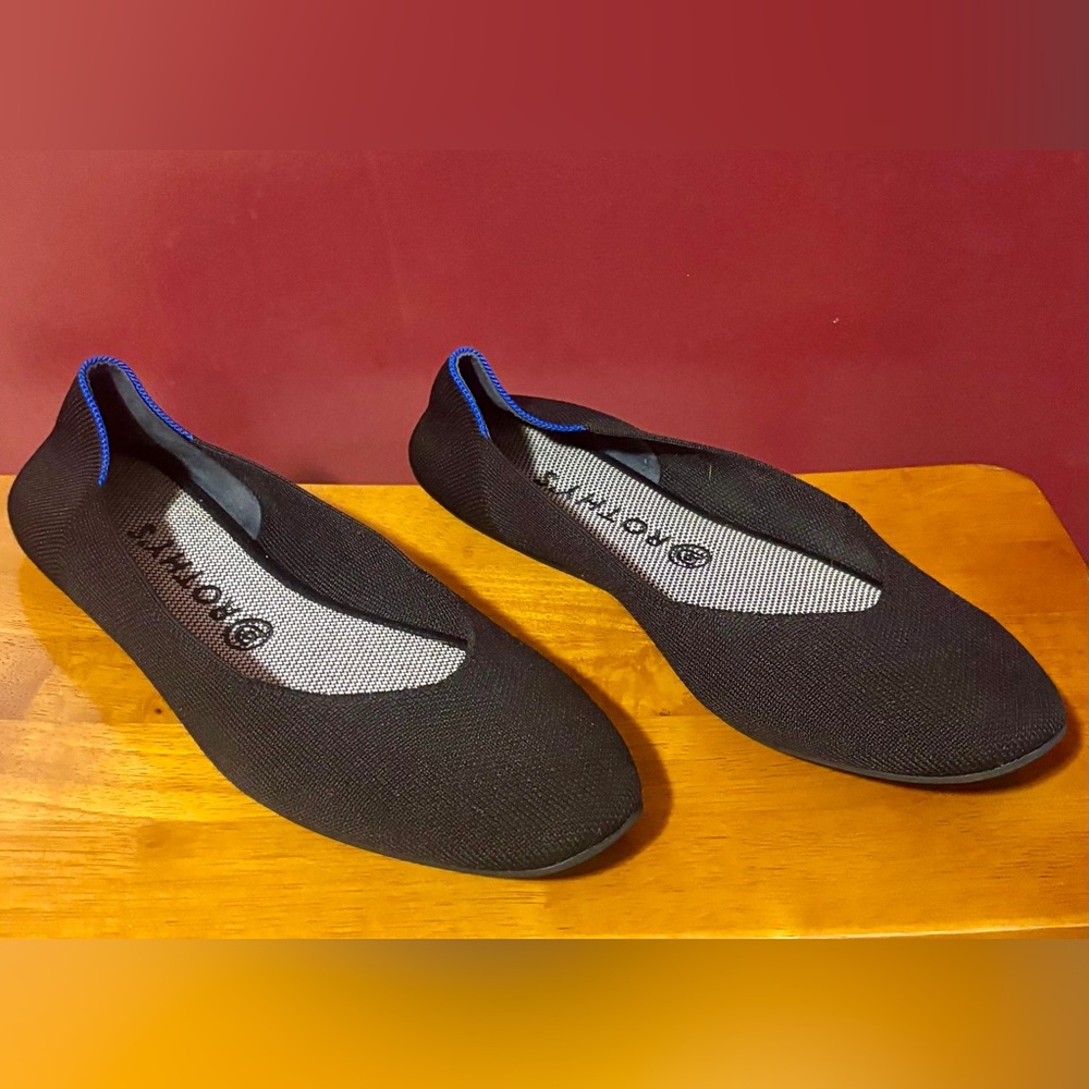 Rothy’s | The Square Black Flats Slip On Ballet Shoes Office Casual size 10